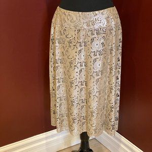 Vintage Lafayette 148 New York Metallic Laser Cut Leather Skirt 8